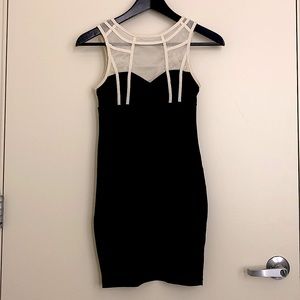 Black Dress with White Mesh Top